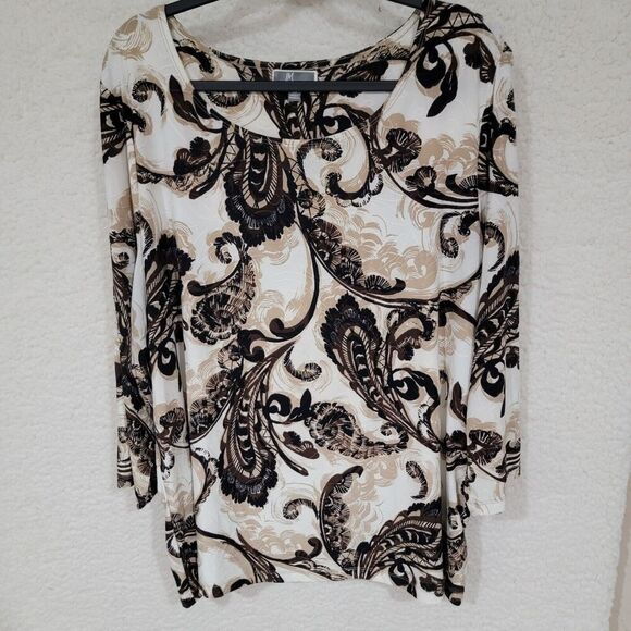 JM Collection Tunic Top Womens 2X Textured Stretch Flowy Pausley Office Career - Picture 2 of 13